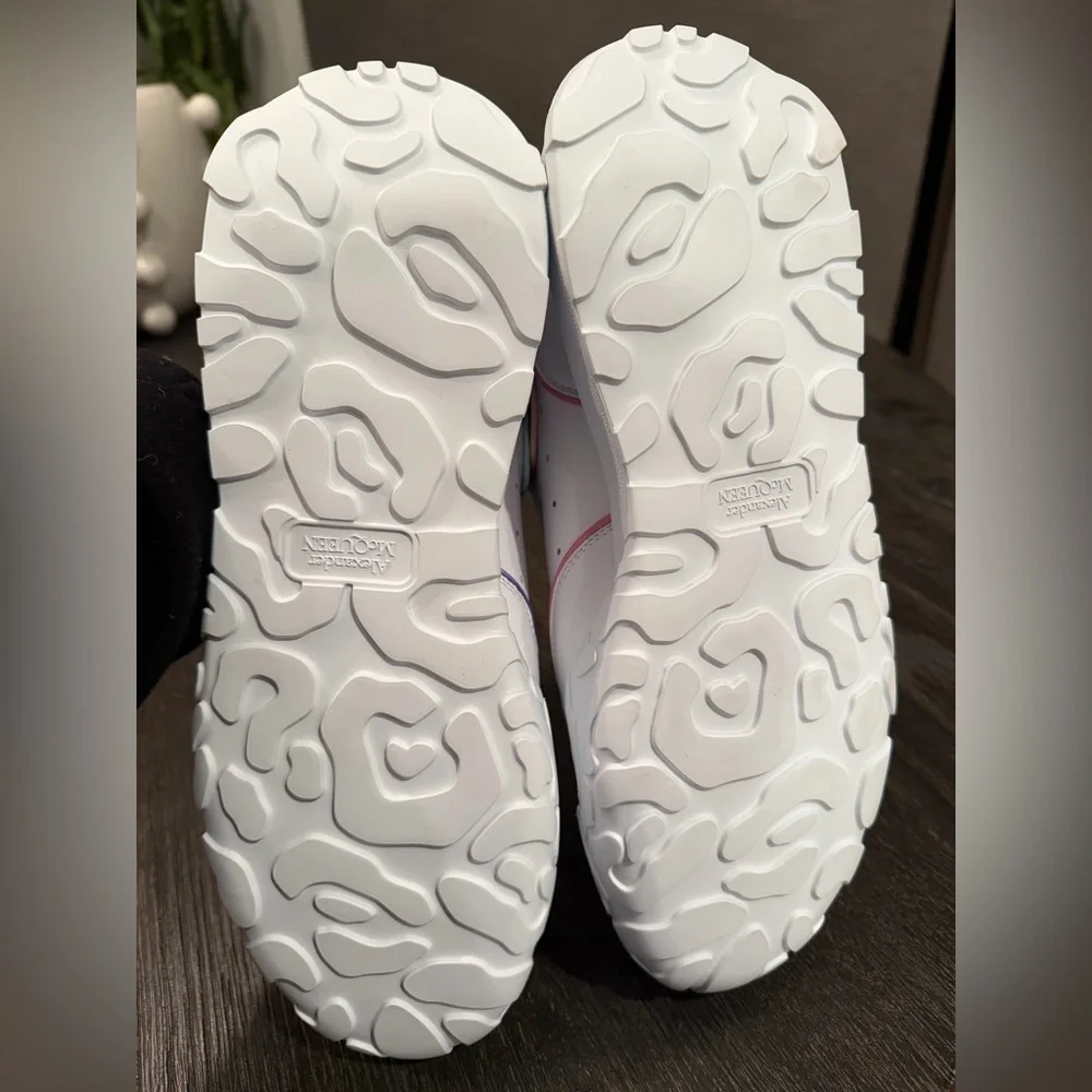 $540 Mens Alexander McQueen "Court" Leather/Textile Sneakers White 40 - Picture 6 of 7